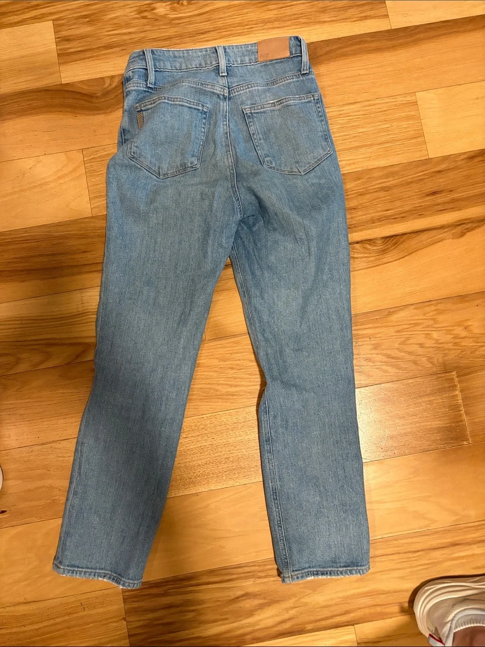 PAIGE Light Blue Ripped Straight Jeans